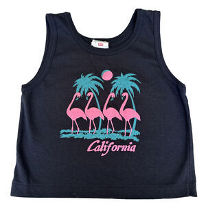 Vtg California Tank Shirt Toddler Sz 24 Mo Flamingos Single Stitch 90s Souvenir